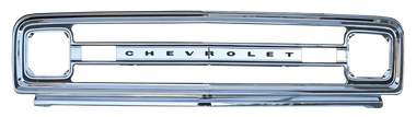 '69-'70 "CHEVROLET" EMBOSSED STEEL CHROMED GRILLE FRAME